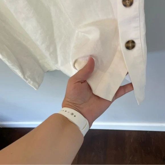 Madewell Linen & Cotton Side Button Midi Dress In Lighthouse White SIZE XS - Picture 13 of 14